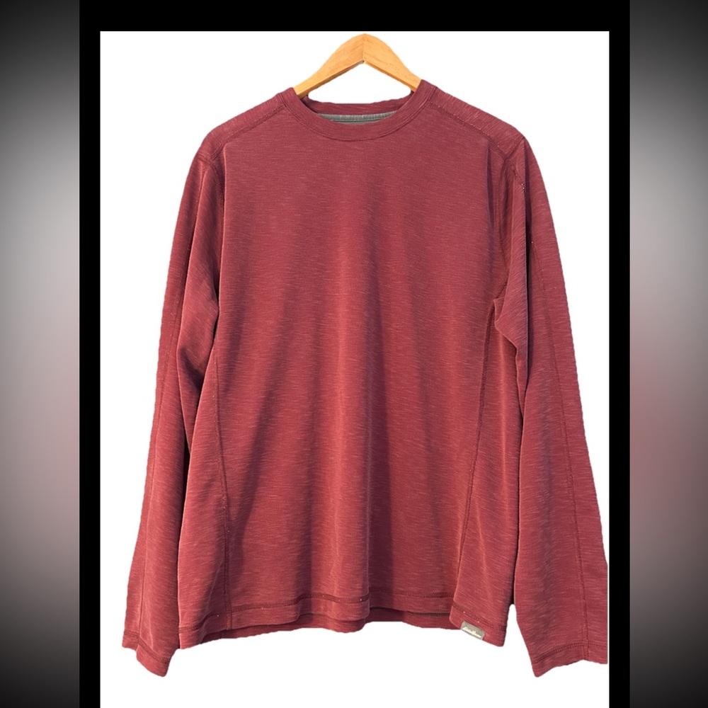 Eddie Bauer Men's Travex Long Sleeved Shirt Maroon Size L‎